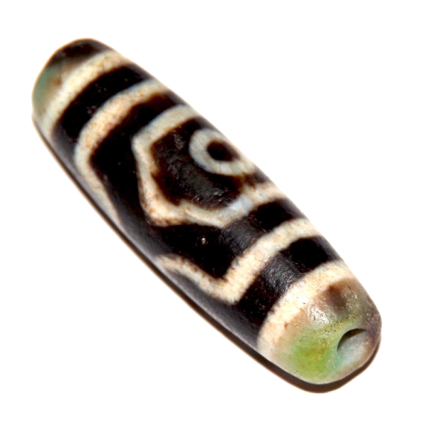 Бусина дзи 3 глаза особой серии - травянисто-бурые кончики из личной коллекции