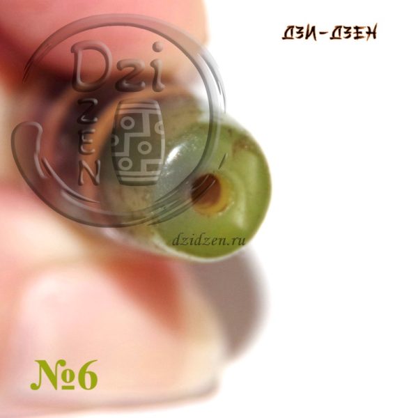 Зеленая Полосатая бусина дзи в ожерелье с брелочком 5 элементов - №6